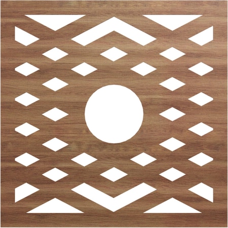Ekena Millwork Chevron Wood Fretwork Pierced Ceiling Medallion, Walnut, 38"OD x 9 7/8"ID x 3/8"T CMWP38X38X0375CHWA